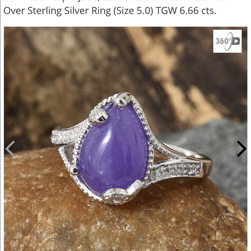 Burmese purple jade Cambodian zircon platinum SS
